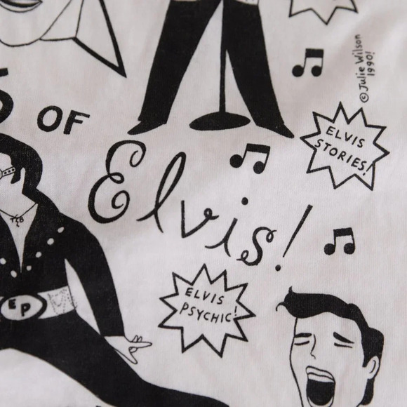 Rare Vintage 90's Elvis Presley Graffiti White Single Stitch Short Sleeve  Tee - Picture 12 of 12